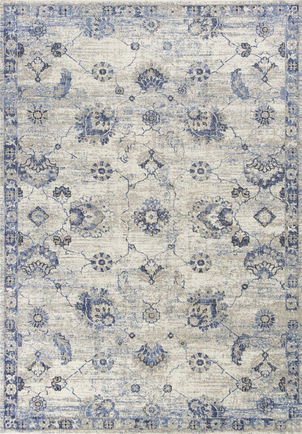 Rugs Blue and Grey Rug 3'3" x 4'11" Polypropylene Grey/Blue Area Rug 3705 HomeRoots