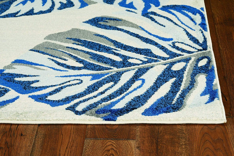 Rugs Blue and Grey Rug - 3'3" x 4'11" Polypropylene Grey/Blue Area Rug HomeRoots