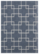 Rugs Blue and Grey Rug 39" x 59" x 1.2" Blue/Grey Microfiber Polyester Mat Rug 1622 HomeRoots