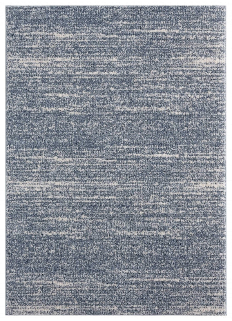 Rugs Blue and Grey Rug 39" x 59" x 1.2" Blue/Grey Microfiber Polyester Mat Rug 1688 HomeRoots