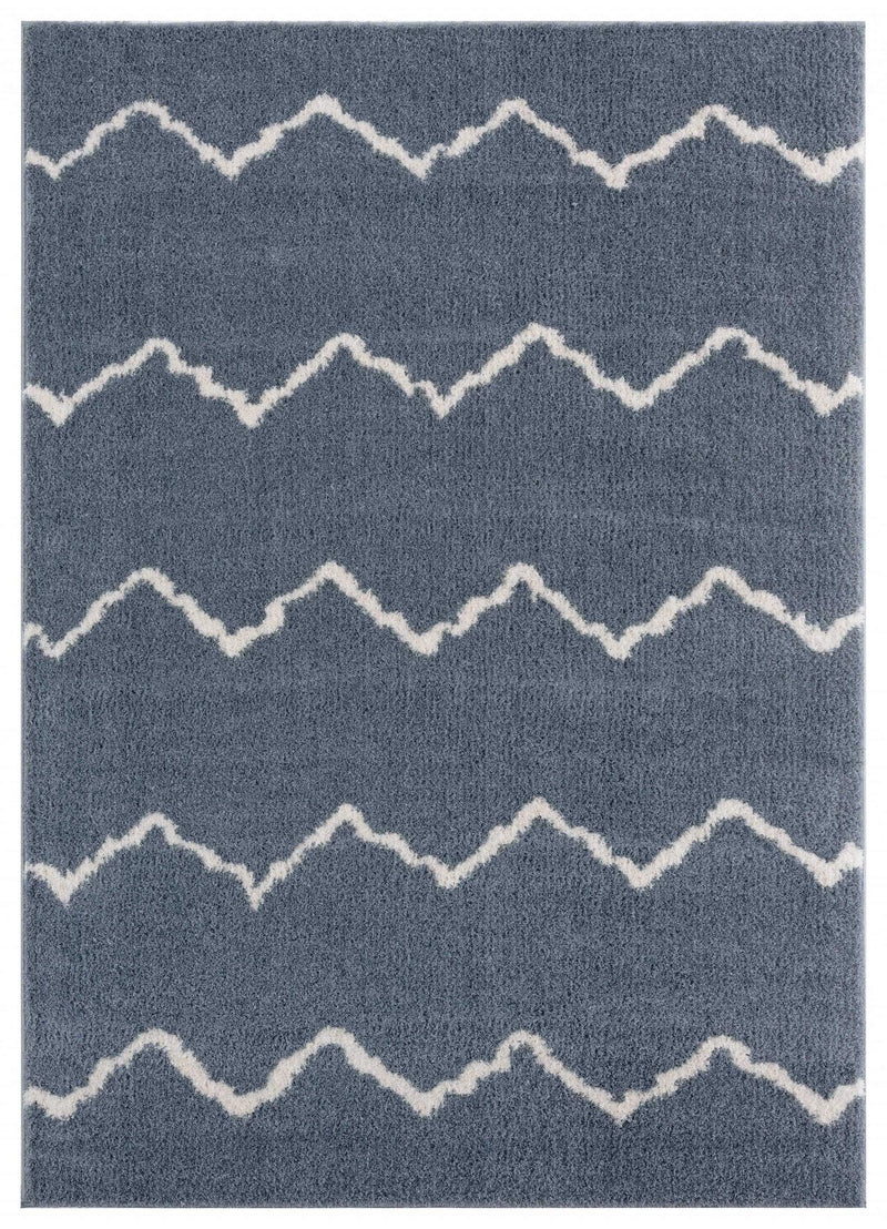 Rugs Blue and Grey Rug - 39" x 59" x 1.2" Blue/Grey Microfiber Polyester Mat Rug HomeRoots