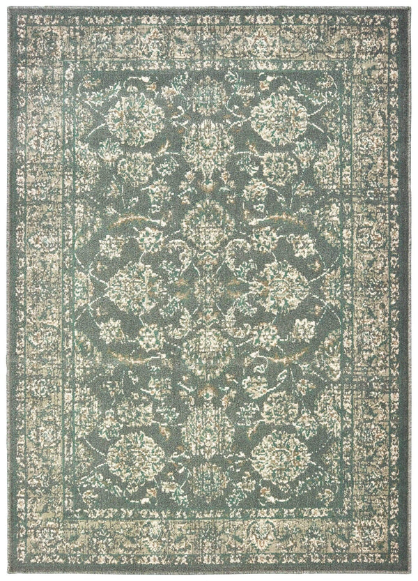 Rugs Blue and Grey Rug - 47" x 63" x 0.31" Charcoal Polypropylene Accent Rug HomeRoots