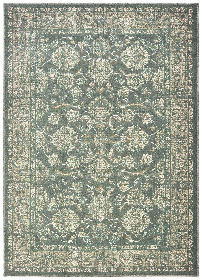 Rugs Blue and Grey Rug - 47" x 63" x 0.31" Charcoal Polypropylene Accent Rug HomeRoots