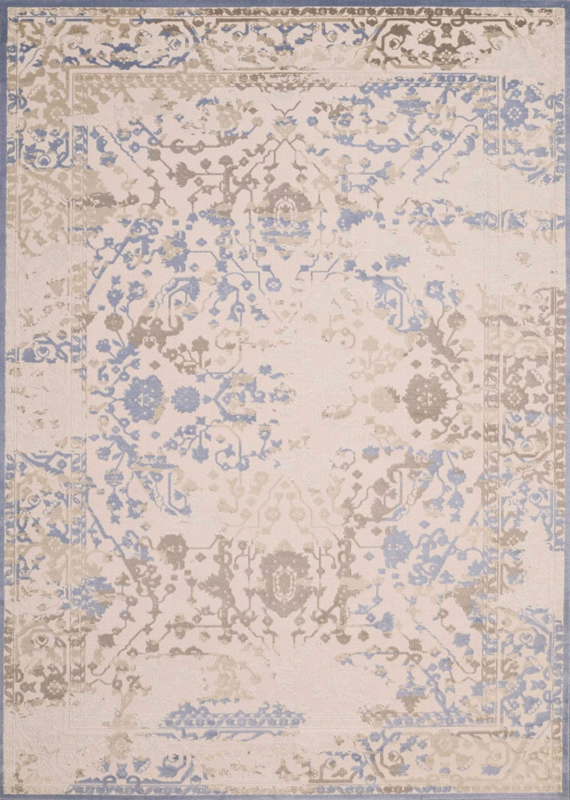 Rugs Blue and Grey Rug - 63" x 86" x 0.31" Neutral Polyester /Olefin Area Rug HomeRoots