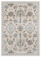 Rugs Blue and Grey Rug - 63" x 86" x 0.79" Beige Microfiber/Polyester Area Rug HomeRoots