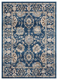 Rugs Blue and Grey Rug 63" x 86" x 0.79" Navy Microfiber/Polyester Area Rug 8016 HomeRoots