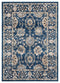 Rugs Blue and Grey Rug 63" x 86" x 0.79" Navy Microfiber/Polyester Area Rug 8016 HomeRoots