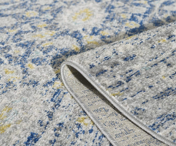 Rugs Blue and Grey Rug - 63" X 87" X 0.'5" Blue/Grey Polypropylene Rug HomeRoots