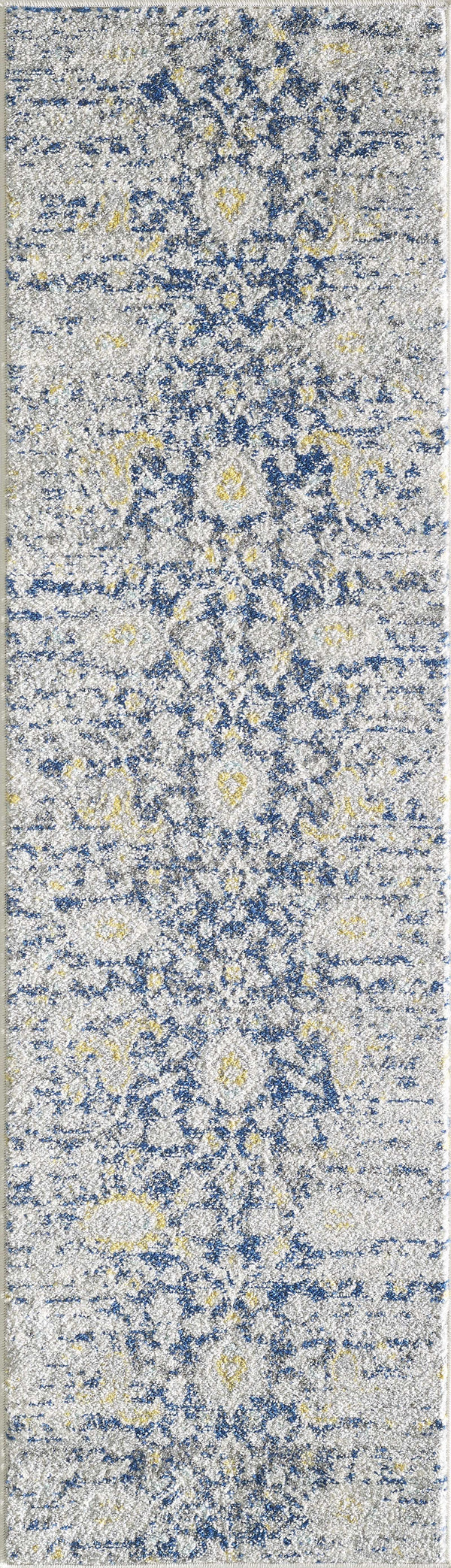 Rugs Blue and Grey Rug - 81" X 144" X 0.'5" Blue/Grey Polypropylene Rug HomeRoots