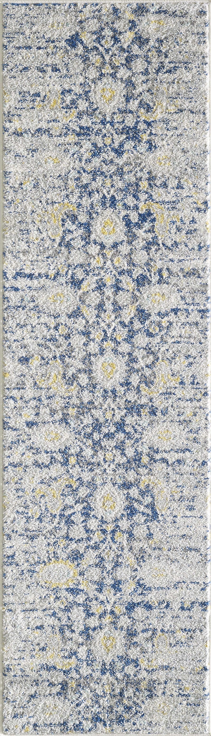 Rugs Blue and Grey Rug - 81" X 144" X 0.'5" Blue/Grey Polypropylene Rug HomeRoots