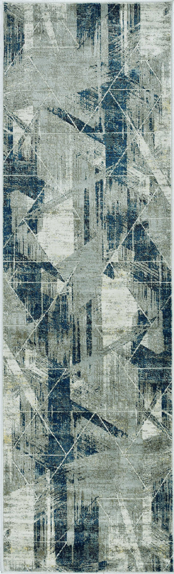Rugs Blue and Grey Rug - 91" X 130" X 0.'25" Grey/Blue Polyester / Viscose Rug HomeRoots