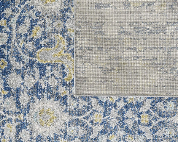 Rugs Blue and Grey Rug - 94" X 123" X 0.'5" Blue/Grey Polypropylene Rug HomeRoots