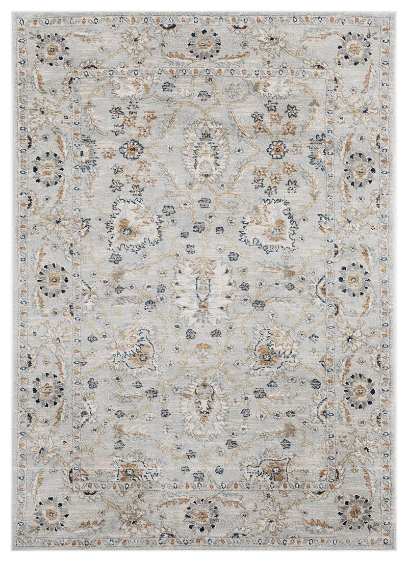 Rugs Blue and Grey Rug - 94" x 126" 0.79" Blue/Grey Microfiber/Polyester Area Rug HomeRoots