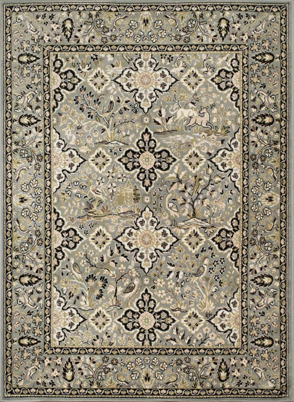 Rugs Blue and Grey Rug - 94" x 126" x 0.3" Blue/Grey Olefin Oversize Rug HomeRoots