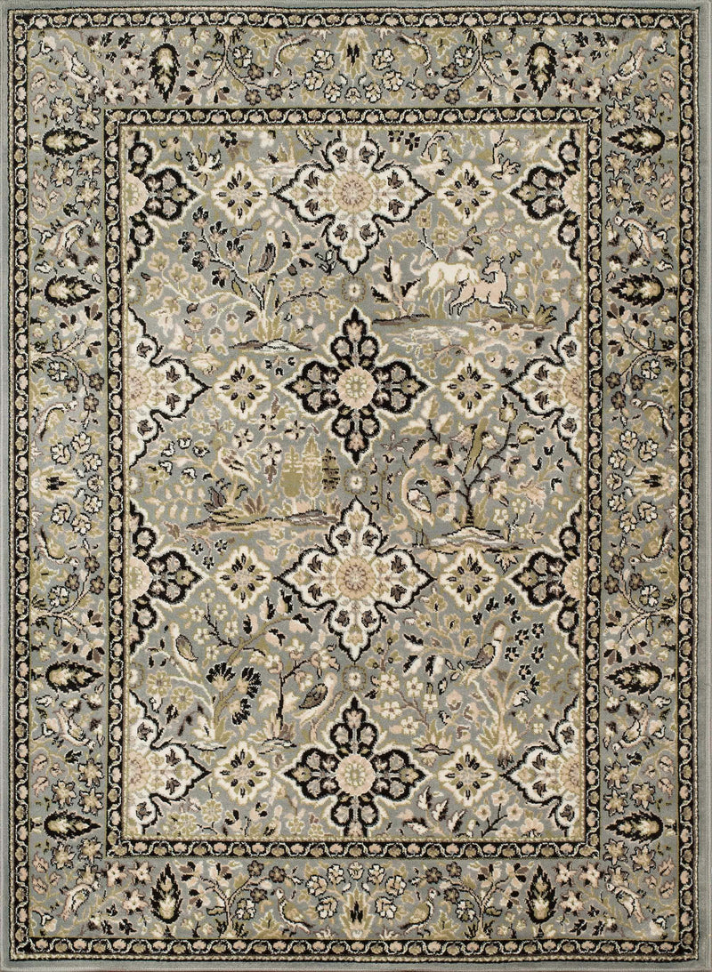 Rugs Blue and Grey Rug - 94" x 126" x 0.3" Blue/Grey Olefin Oversize Rug HomeRoots