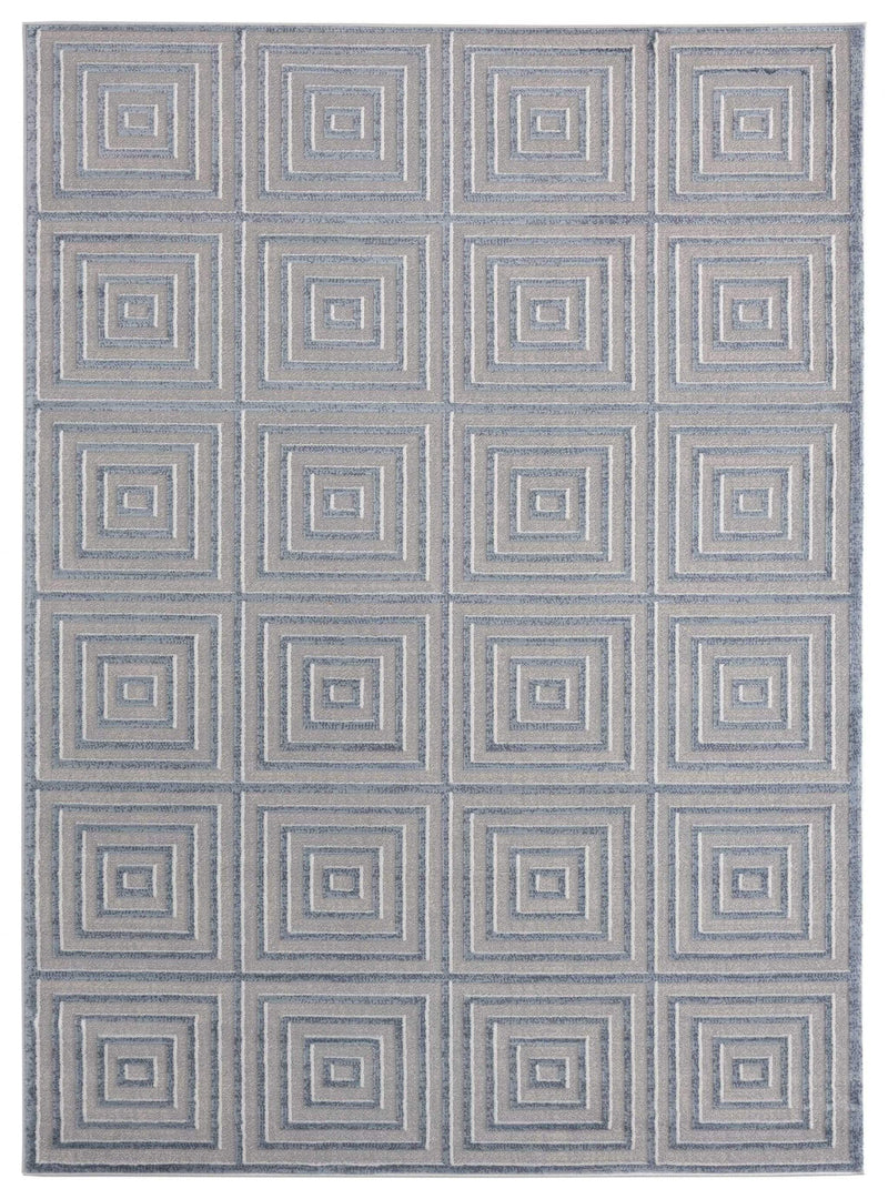 Rugs Blue and Grey Rug - 94" x 126" x 0.39" Blue/Grey Polyester/Olefin Area Rug HomeRoots
