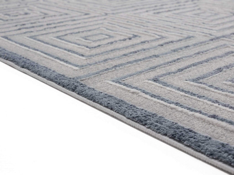 Rugs Blue and Grey Rug - 94" x 126" x 0.39" Blue/Grey Polyester/Olefin Area Rug HomeRoots
