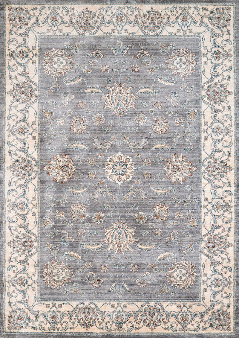 Rugs Blue and Grey Rug - 94" x 126" x 0.39" Blue/Grey Polyester Oversize Rug HomeRoots