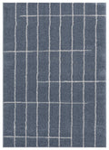 Rugs Blue and Grey Rug 94" x 126" x 1.2" Blue/Grey Microfiber Polyester Oversize Rug 1667 HomeRoots