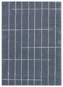 Rugs Blue and Grey Rug 94" x 126" x 1.2" Blue/Grey Microfiber Polyester Oversize Rug 1667 HomeRoots