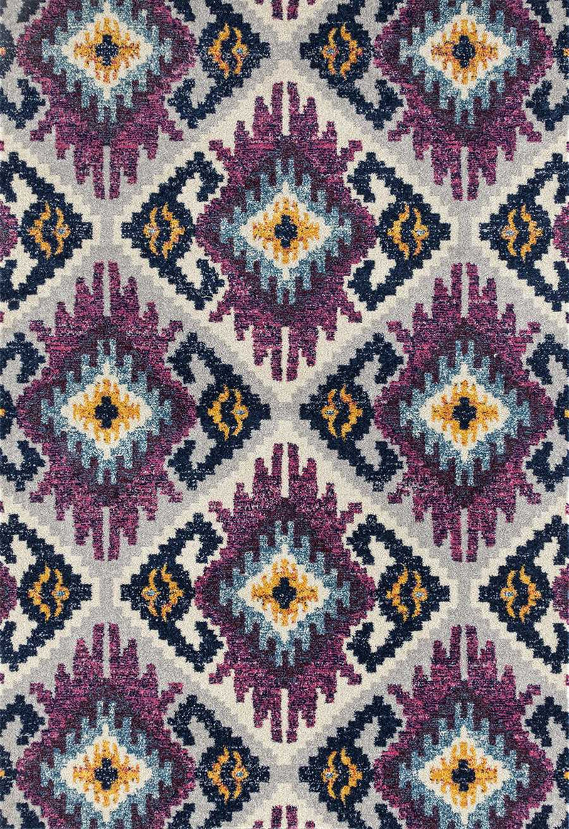Rugs Blue and Grey Rug - 94" x 94" x 0.35" Plum Olefin/Frieze Round Rug HomeRoots
