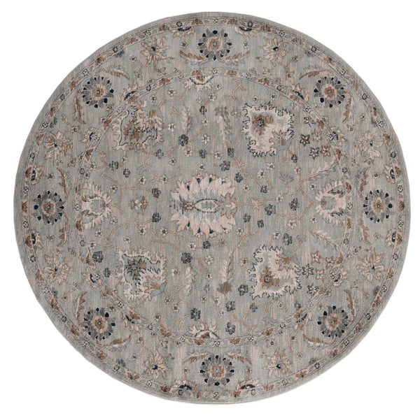 Rugs Blue and Grey Rug - 94" x 94" x 0.79" Blue/Grey Microfiber/Polyester Round Rug HomeRoots