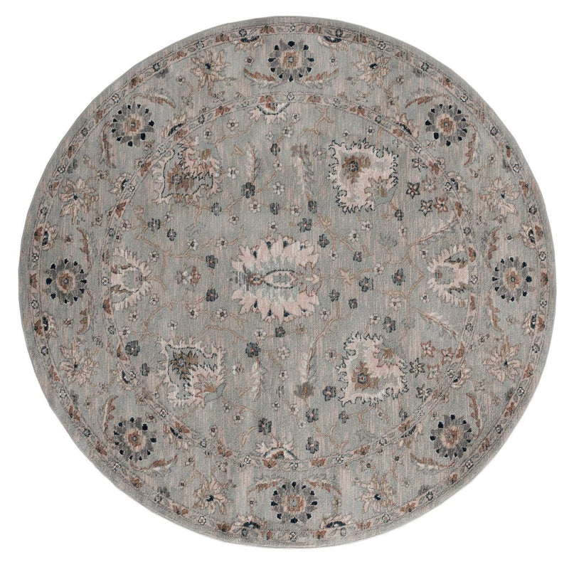 Rugs Blue and Grey Rug - 94" x 94" x 0.79" Blue/Grey Microfiber/Polyester Round Rug HomeRoots