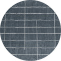 Rugs Blue and Grey Rug 94" x 94" x 1.2" Blue/Grey Microfiber Polyester Round Rug 1666 HomeRoots