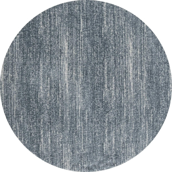 Rugs Blue and Grey Rug 94" x 94" x 1.2" Blue/Grey Microfiber Polyester Round Rug 1690 HomeRoots