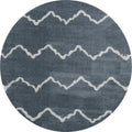 Rugs Blue and Grey Rug - 94" x 94" x 1.2" Blue/Grey Microfiber Polyester Round Rug HomeRoots