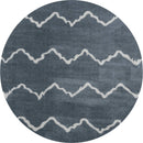 Rugs Blue and Grey Rug - 94" x 94" x 1.2" Blue/Grey Microfiber Polyester Round Rug HomeRoots