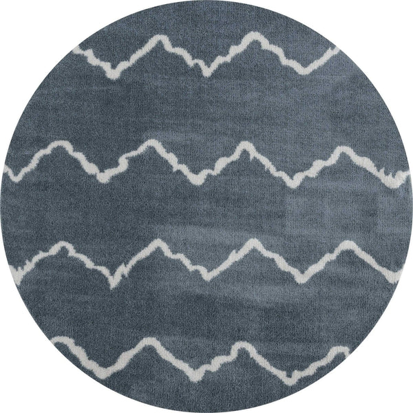 Rugs Blue and Grey Rug - 94" x 94" x 1.2" Blue/Grey Microfiber Polyester Round Rug HomeRoots