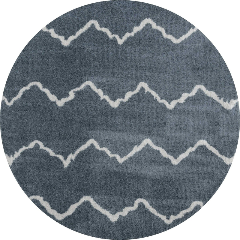 Rugs Blue and Grey Rug - 94" x 94" x 1.2" Blue/Grey Microfiber Polyester Round Rug HomeRoots