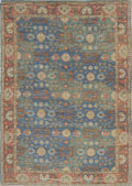 Rugs Blue Area Rugs 27" x 45" Jute Blue/Red Area Rug 3322 HomeRoots
