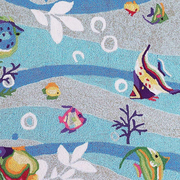 Rugs Blue Area Rugs 27" X 45" Polyester Blue Area Rug 3391 HomeRoots