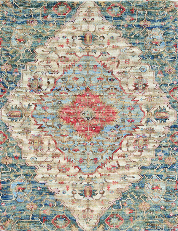 Rugs Blue Area Rugs 3'3" x 5'3" Jute Blue/Red Area Rug 3627 HomeRoots