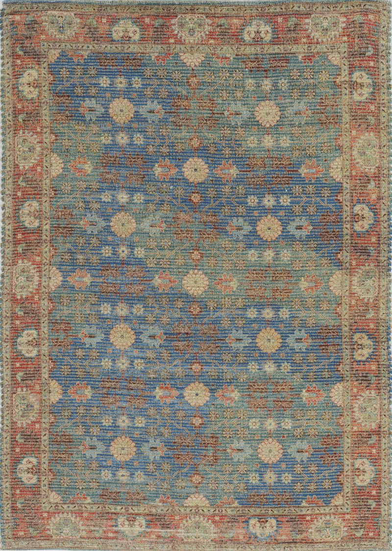 Rugs Blue Area Rugs 3'3" x 5'3" Jute Blue/Red Area Rug 3628 HomeRoots