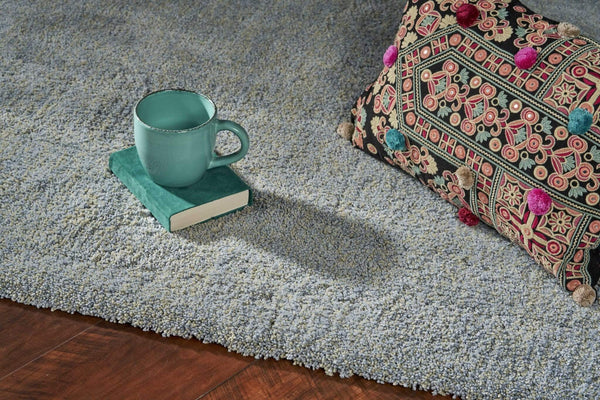 Rugs Blue Area Rugs - 3'3" x 5'3" Polyester Blue Heather Area Rug HomeRoots