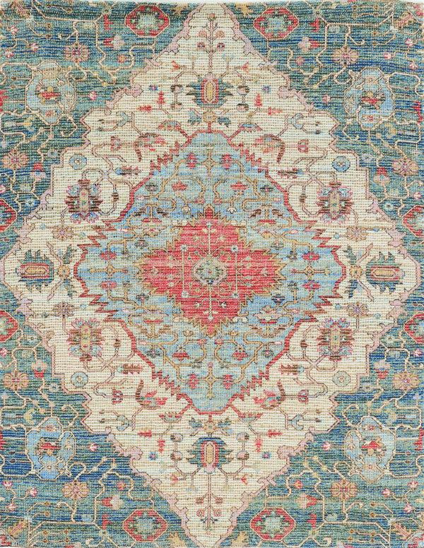 Rugs Blue Area Rugs 5' x 7' Jute Blue/Red Area Rug 2368 HomeRoots