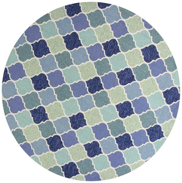 Rugs Blue Area Rugs - 7'6" Round UV-treated Polypropylene Blue Area Rug HomeRoots