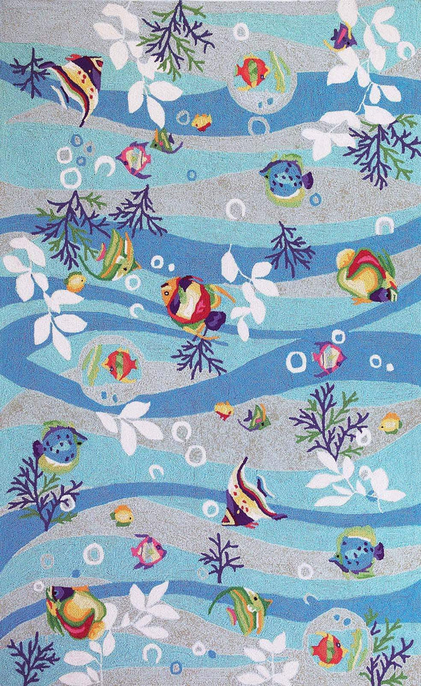 Rugs Blue Area Rugs 7'6" x 9'6" Polyester Blue Area Rug 9826 HomeRoots