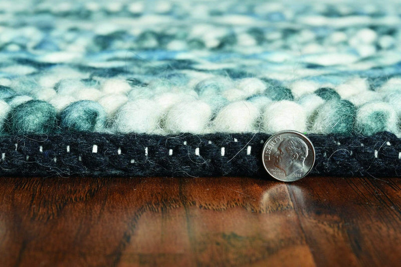 Rugs Blue Rug - 108" X 156" X 0.'75" Blue Wool Rug HomeRoots