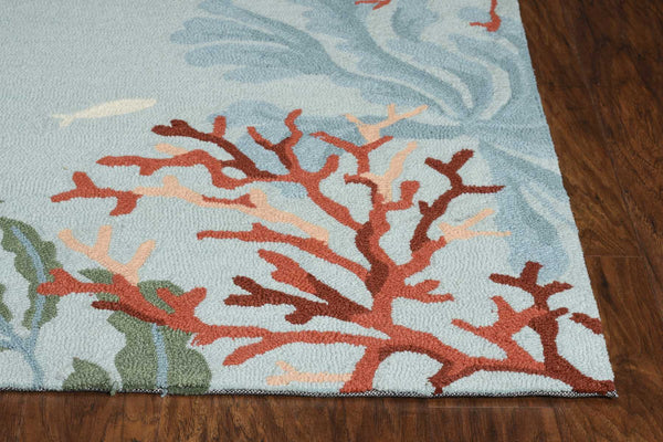 Rugs Blue Rug - 20" X 30" X 0.'25" Blue Polyester Rug HomeRoots