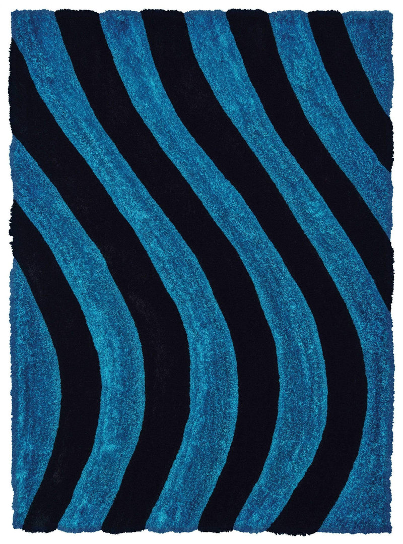 Rugs Blue Rug 22" x 26" x 1.2" Blue Polyester Accent Rug 9199 HomeRoots