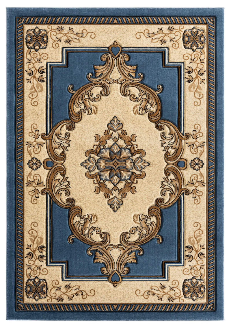 Rugs Blue Rug 22" x 32" x 0.53" Blue Olefin/Polypropylene Area Rug 7332 HomeRoots