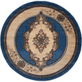 Rugs Blue Rug - 22" x 32" x 0.53" Blue Olefin/Polypropylene Round Rug HomeRoots