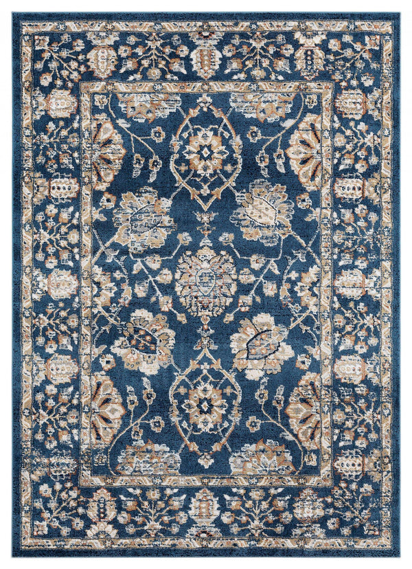 Rugs Blue Rug 23" x 36" x 0.79" Navy Microfiber/Polyester Accent Rug 8014 HomeRoots