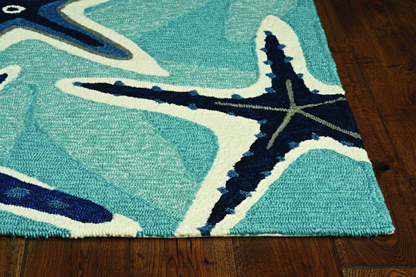Rugs Blue Rug - 24" X 36" X 0.'25" Blue Polypropylene Rug HomeRoots