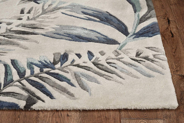Rugs Blue Rug - 27" X 96" X 0.'5" Grey/Blue Wool Rug HomeRoots