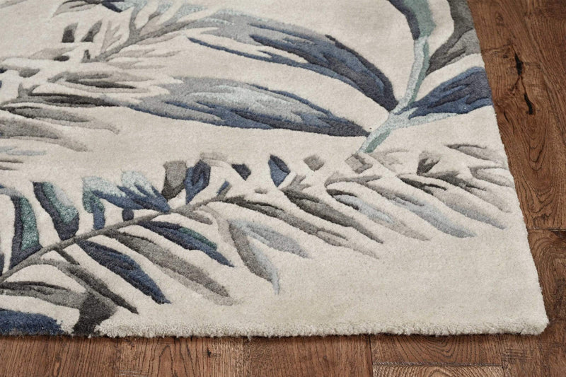 Rugs Blue Rug - 27" X 96" X 0.'5" Grey/Blue Wool Rug HomeRoots